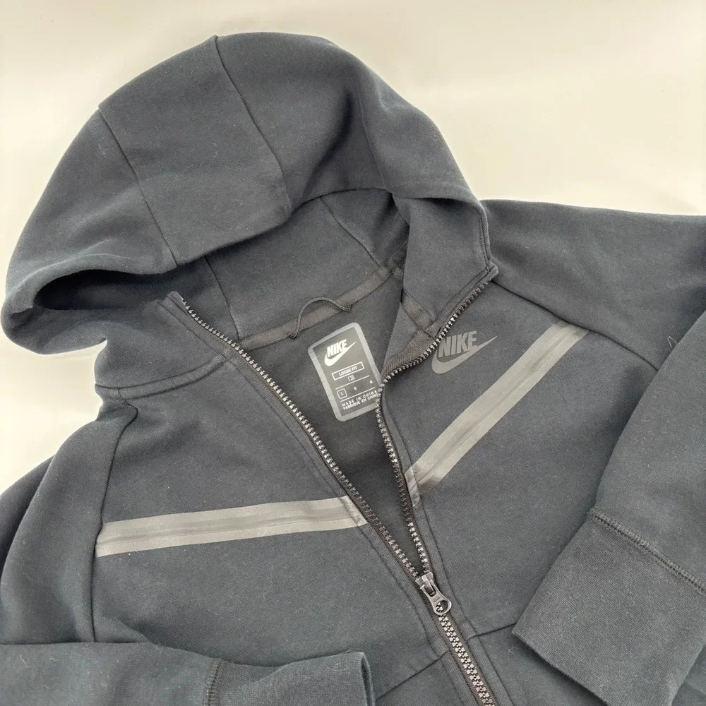 Nike Tech Fleece Hoodie Kids Large Black‎ Excellent Loose Fit Full Zip Jacket